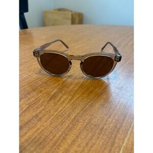 WMP Acetate Round Sunglasses Brown Lens Clear Frame Unisex